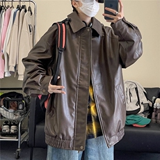 潮流宽松美式复古机车皮衣PU皮夹克外套P7806-P70【特价】，男装夹克，电商A007