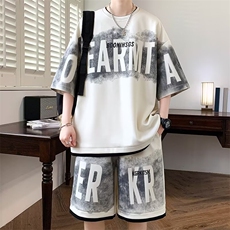 冰丝短袖t恤男套装夏季2025新款潮牌青少年半袖穿搭配一整套衣服，男装T恤，星座1210-1