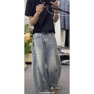 宽松阔腿裤男牛仔裤长裤A20-P50图片