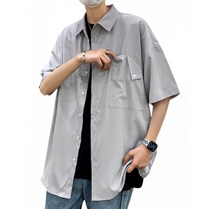 2021年春季新款纯色衬衫女宽松落肩港风衬衫男DS-C407-CS302-P35图片