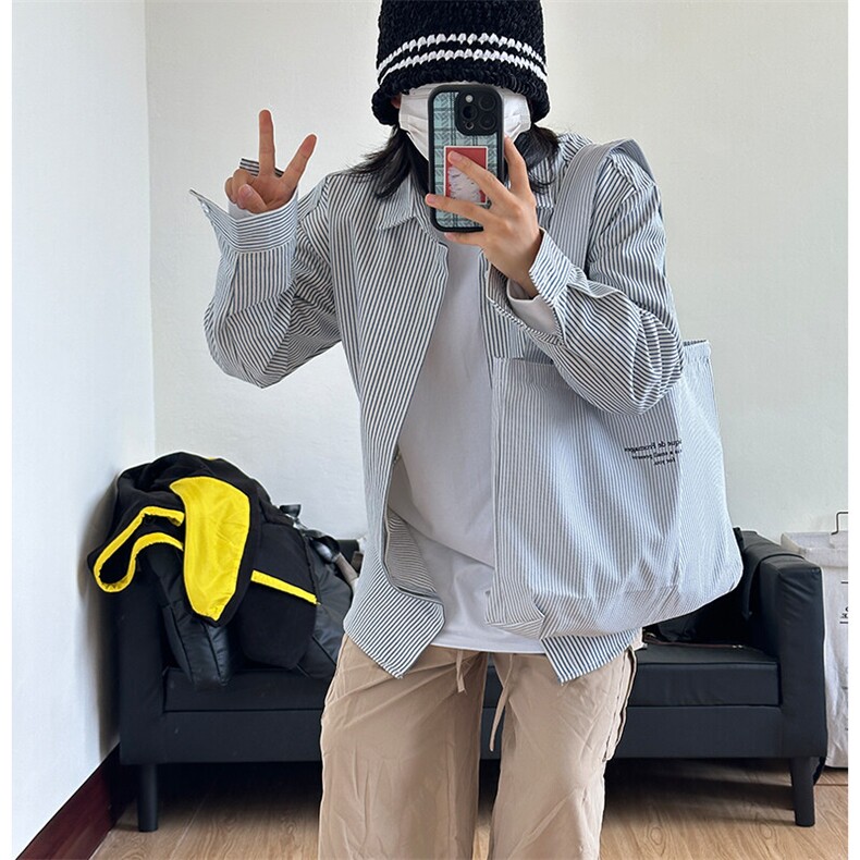 港风条纹衬衫宽松外套男女衬衣内搭衬衫CS017-P30,男装衬衫,星座301C-5