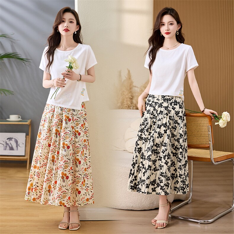 高级感黑白碎花半身裙女2026新款夏季高腰修身显瘦纯棉A字伞裙子，女装半身裙，倪叶myz