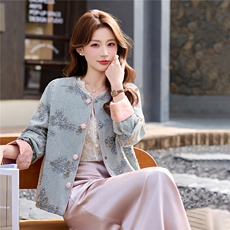 复古风重工亮片钉珠牛仔外套2026春新款提花工艺袖口高级感牛仔衣，女装牛仔外套，冬木谷雨