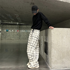 902-103-P45肌理感格纹休闲裤男2025卫裤搭配卫衣夹克牛仔裤子，男装休闲裤，星座902A