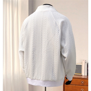 港风模特菱形麻花辫花纹面料夹克男：聚酯纤维JK77086P65控88