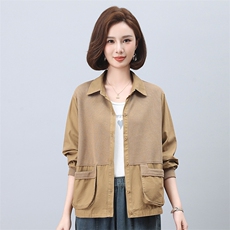 衬衫女宽松上衣时尚薄款短外套2025春秋季新款中年妈妈装休闲衬衣，女装衬衫，叶笙衣