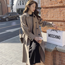 轻熟风红色风衣外套女春秋2025新款中长款英伦风气质爆款大衣洋气，女装风衣，姿衣轩