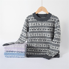 男女通用春秋冬四平加厚小鹿，童装儿童羊绒衫，奥赛羊绒童装