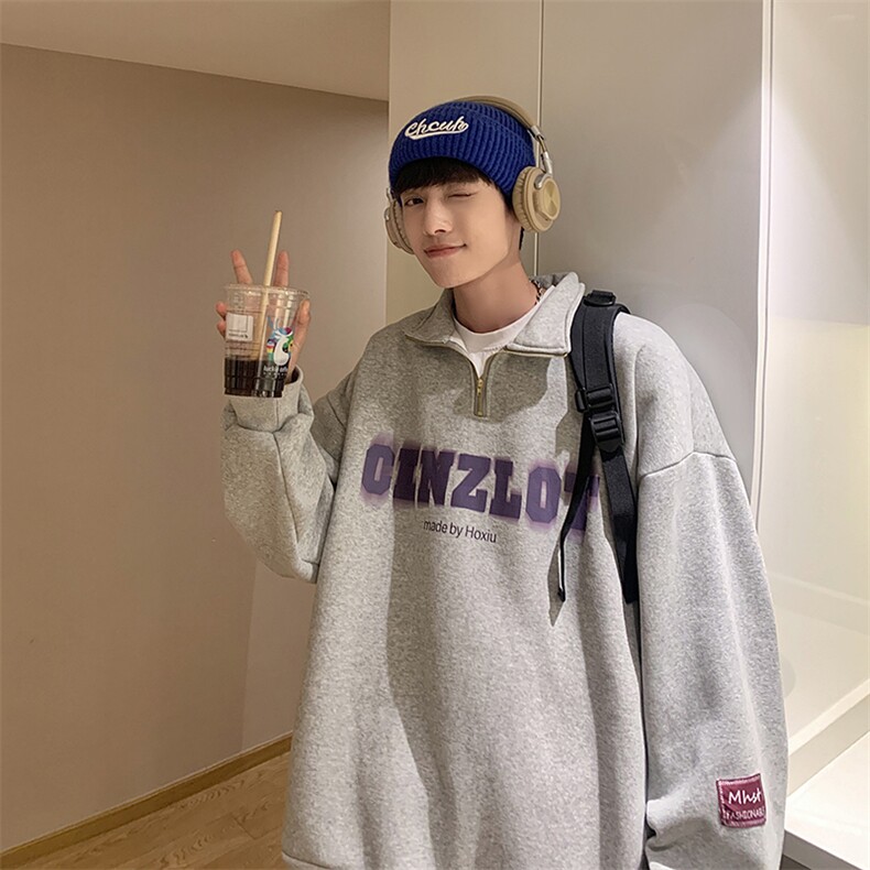 WY29-P35港风学院风Polo加绒卫衣,男装卫衣,星座1501-1