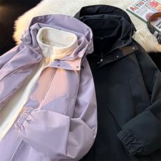 秋冬三合一立体纯色内胆加厚连帽宽松户外夹克冲锋衣K2588P95，男装夹克，电商A128