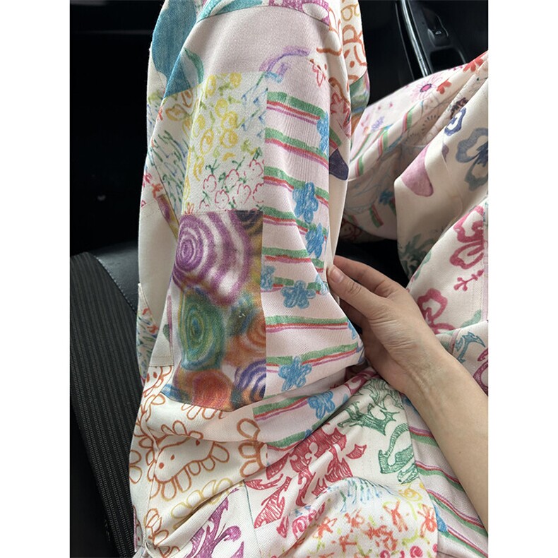 ！多巴胺涂鸦彩色印花休闲裤,男装休闲裤,星座617C