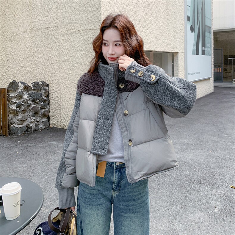 6933数据款大货已出现货90白鸭绒羊羔毛拼羽绒服P255K388,女装羽绒服,2D034