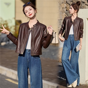 2026年春季新款现货时尚潮流高品质皮衣小外套机车服女装图片