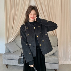 现货主推好数据早春刺绣马到成功红色双面羊毛呢外套p215-k328，女装毛呢外套，丝露怡语