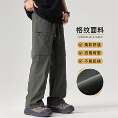 工装裤子男春秋季美式宽松伞兵裤男款直筒抽绳休闲长裤Z9856-P45，男装休闲裤，星座509