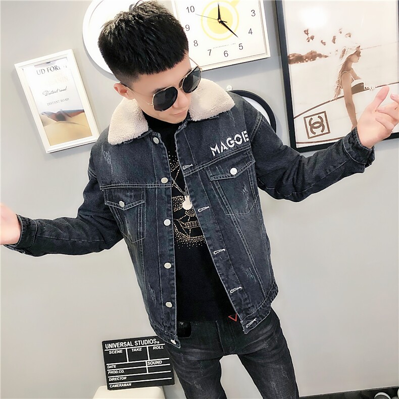 1可卸毛领刺绣牛仔衣加绒棉服社会小伙男棉衣外套C301B-NZ08,男装棉衣,电商C301B