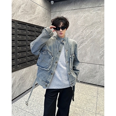 复古高街牛仔外套男装设计感cleanfit短款牛仔衫夹克JK08969-P83，男装工装外套，星座308B-2