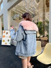 海军毛领牛仔外套，其它，米可儿