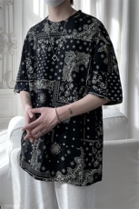 703-T263-P30夏季腰果花休闲满印宽松T恤大码M-5XL，男装T恤，星座703