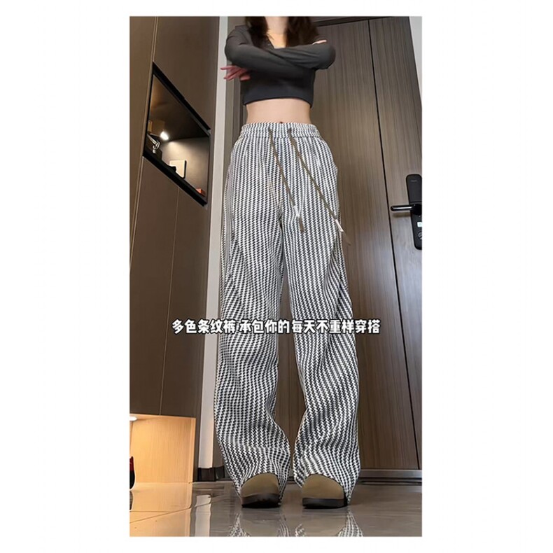 YK86097-P35 聚酯纤维鱼骨纹直筒宽松垂感休闲裤男秋季图片