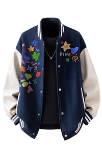 立体白底美式呢料印花设计M-5XL大码棒球服夹克男NL78104P69控108图片