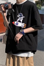 DX17158-P20纯棉短袖t恤男大码半袖打底衫宽松体恤衫港风，男装T恤，电商A040