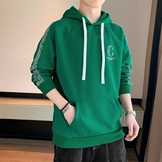 店主风春季男纯色袖子拼接满印复宽松休闲卫衣VE55138-P45，男装卫衣，星座717