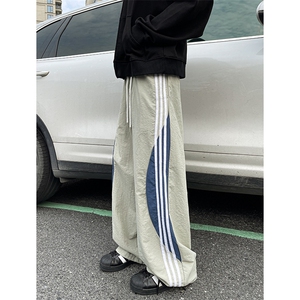 8XL-M 加绒加厚条纹工装裤束脚休闲阔腿美式运动裤男K9116P58控78图片