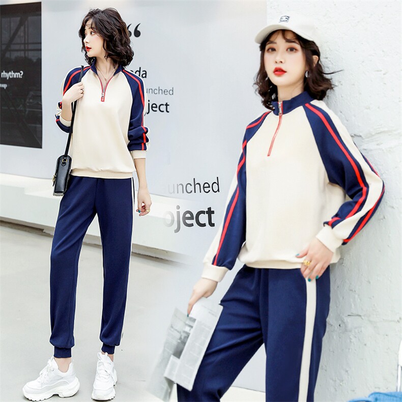 休闲运动套装2021春季时尚气质百搭简约两件套，女装运动套装，一安秀