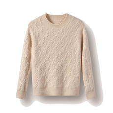 秋季新款时尚显瘦扭花圆领羊毛衫女，女装羊毛衫，宋氏羊绒