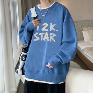 假两件毛衣男大码加绒针织衫男毛线衣M80347-P55 加绒P70图片