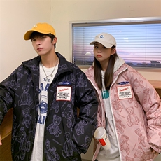 卡通印花小怪兽皮卡丘情侣学生短款轻薄拼色得物羽绒服男，男装羽绒服，星座301D-5(原星座1415）