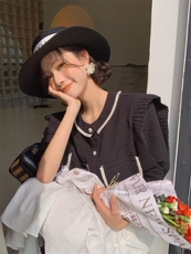 珍珠黑色上衣?提花半裙，女装半身裙，YOUER DENG