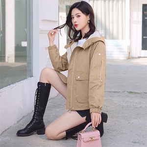 连帽短外套宽松百搭女士秋季外套2025新款秋冬风衣显瘦遮肉上衣女图片