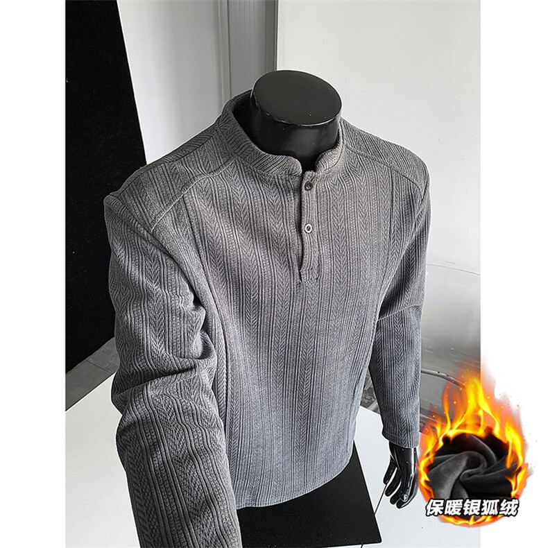 翻领高克重复合银狐绒加绒500克卫衣外套 W983/特P35 深灰图片
