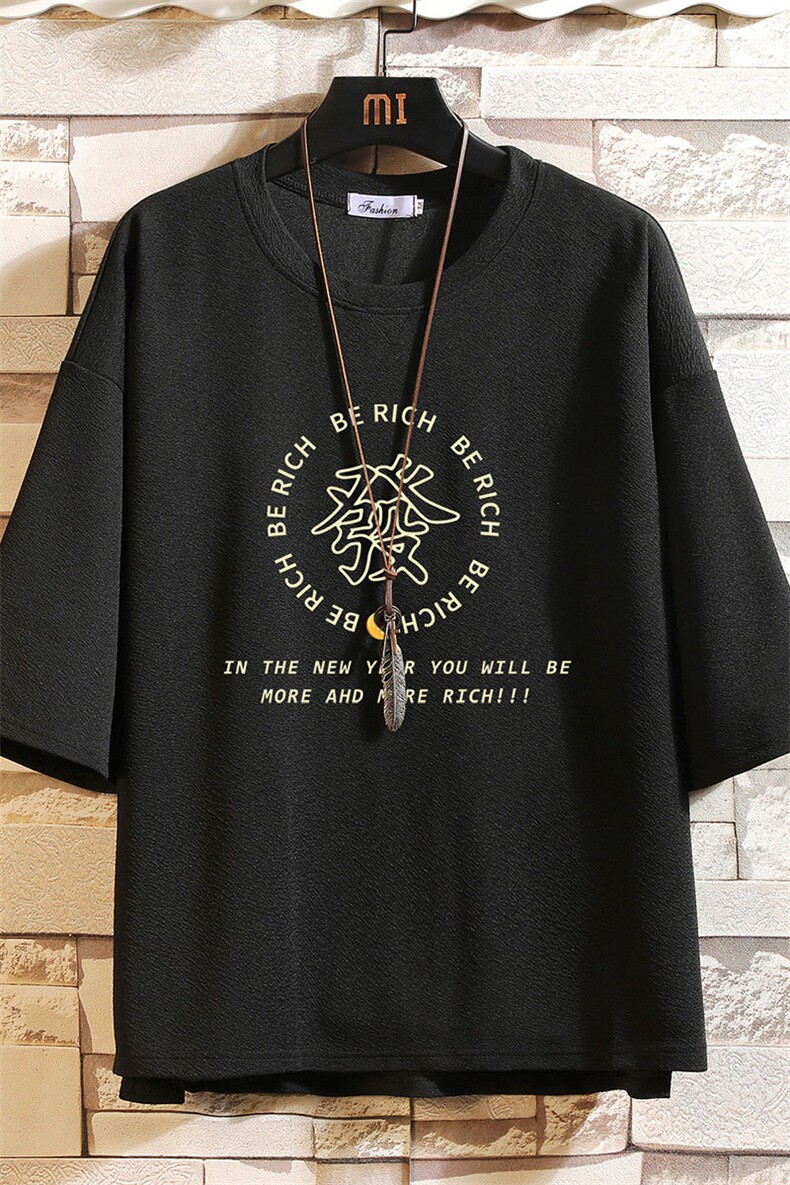 Q11163-P30春夏季七分袖t恤男大码五分袖男短袖中袖砖墙挂拍,男装T恤,电商A040A