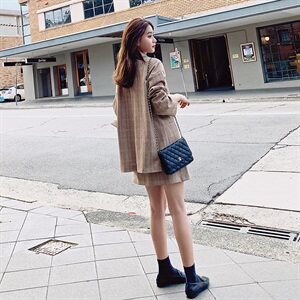 月底出货数据好 柒柒家 格子西装短款套装T21-P135 控188图片