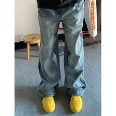 【有货】复古蓝泼墨破洞牛仔裤男款夏季美式vibe裤子KNZ01LL-P48，男装牛仔裤，星座1007（原301D）