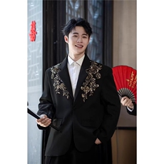 网络图现货重工立体亮片绣花轻奢时尚宽松气质西装JXZ33-P75，男装西服套装，星座715-7