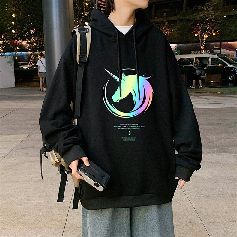 WY2138-P35 加绒款-P40 纯棉连帽卫衣男大码运动帽衫宽松薄外套男图片