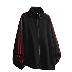 抖音得物高品质二开美式重磅宽松纯色立领双头双拉链卫衣外套W72，男装卫衣，电商A486