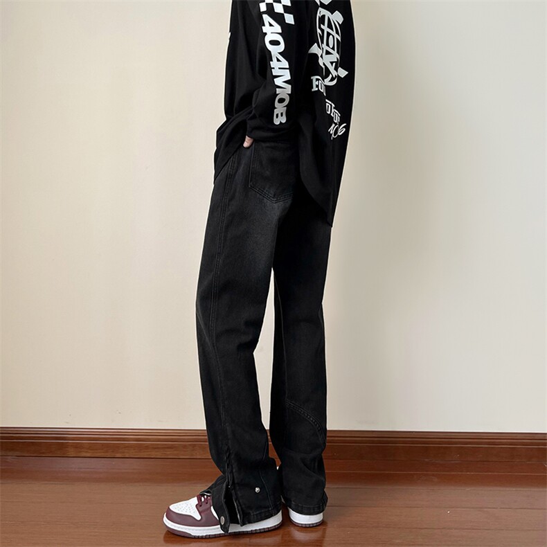 B221秋装美式ins高街拉链直筒百搭牛仔裤LK22042-P60控78,男装牛仔裤,电商B221