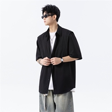 2025夏季新款薄款冰丝衬衫短袖男百搭上衣T131-P45-控68，男装T恤，电商D309