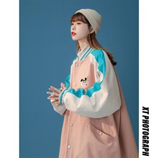 ！秋装新品港风蜡笔小新印花情侣宽松棒球夹克G453P65控88，男装夹克，A247A