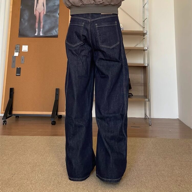 美式复古弯刀裤男小众设计感阔腿宽松痞帅原牛丹宁牛仔裤,男装牛仔裤,星座506A