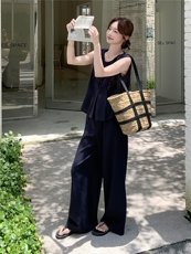 现货210-3273-P165-K218新款法式宽松马甲上衣配阔腿裤2025年夏季，女装套装/套裙，浙宝210（原浙宝191）