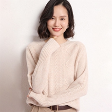 休闲/淑女2024年秋季通勤百搭新款柔软舒适扭花加厚羊绒衫女士，女装羊绒衫，艾米娇羊绒