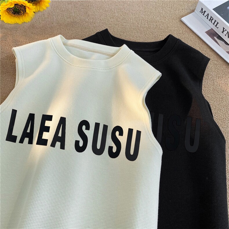 华夫格背心 直播高品质重磅220克 LAEA厚板印花HB7101-P25控38图片