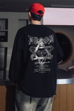 特批多模港风时尚宽松个性印花长袖圆领项链T恤TPCT013P45，男装T恤，电商A247