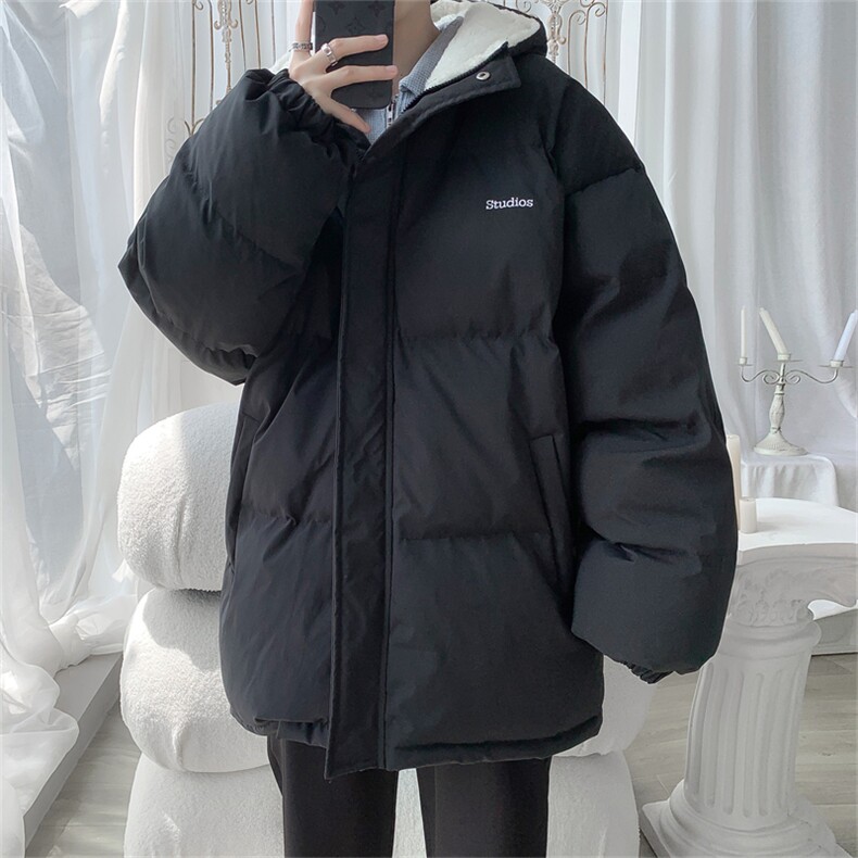 MY6139/P110冬季连帽宽松刺绣羊羔毛棉衣男大码面包服棉袄外套男图片